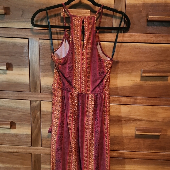 BCBGeneration Red and Black Halter Wrap Midi Dress - Picture 5 of 6